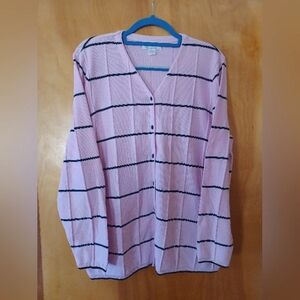 Pink and Black Striped Cardigan